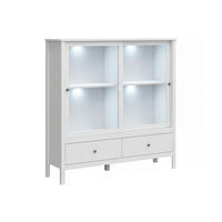 VITRINENSCHRANK FARGE mit Glastüren und Schubladen, weiß - Weiß, Holz (133/134/37cm) - KONSIMO®