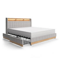 POLSTERBETT Nura Grau 180x200 cm mit 4 Schubladen - Grau, Holzwerkstoff - VitaliSpa