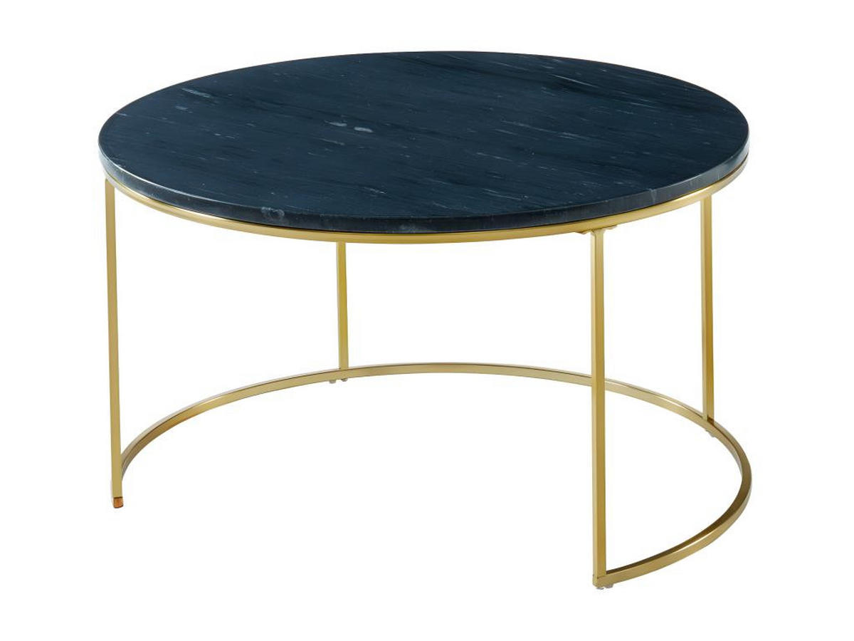 COUCHTISCHE - schwarzer Marmor & goldfarbenes Metall - ANGELA - Schwarz, Stein (80/80/45cm) - Pascal Morabito