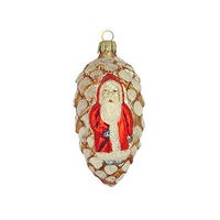 CHRISTBAUMSCHMUCK Zapfen mit Weihnachtsmann rot 10 cm - Multicolor, Metall (0.1/10/0.1cm)