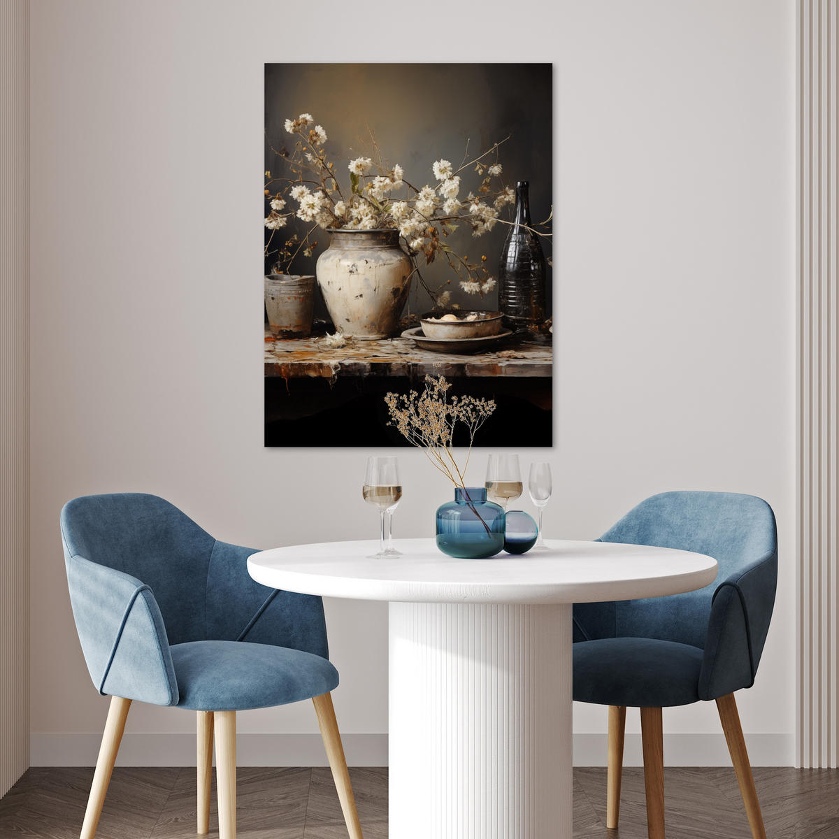 POSTER Stilleben - Blumen - Blumenstrauß - Vase - Wein 60x80 cm - Schwarz, Papier (60/80/0.1cm) - MuchoWow