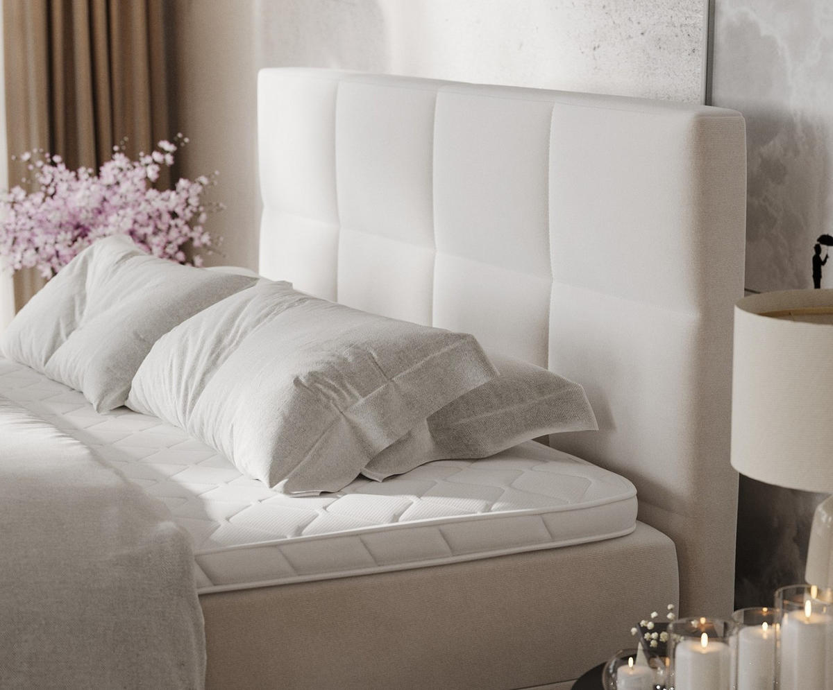 BOXBETT Velto 200/200 cm Creme im Paros Stoff - Creme/Schwarz, Holz/Holzwerkstoff (200/200cm) - AltaBeds