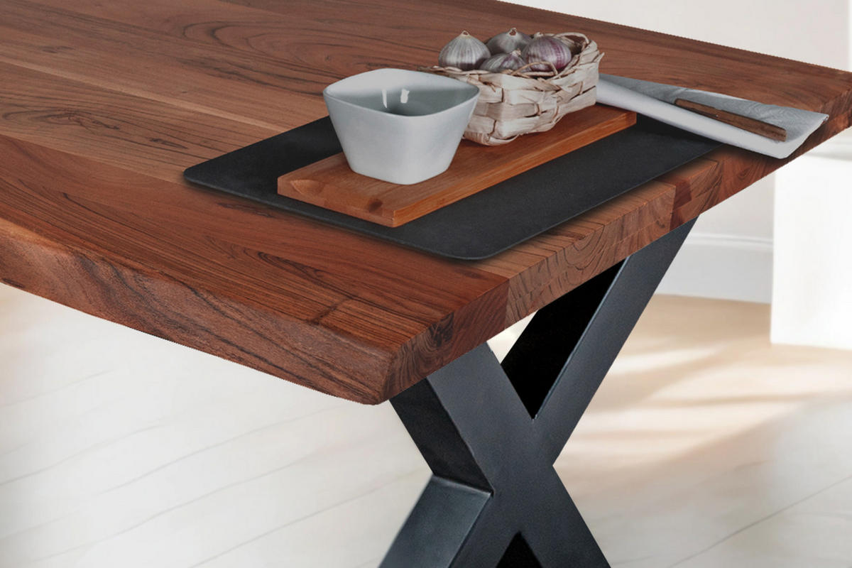 ESSTISCH TOMASO - Schwarz/Braun, Holz/Metall (100/220/77cm) - SAM