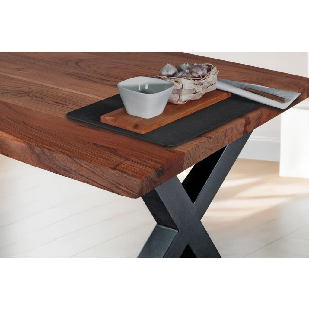 Thumbnail - SAM Esstisch, Braun, Holz, Echtholz,Akazie, Rechteckig,Quadratisch, X-Form, 200x77x100 cm, Esszimmer, Tische, Esstische