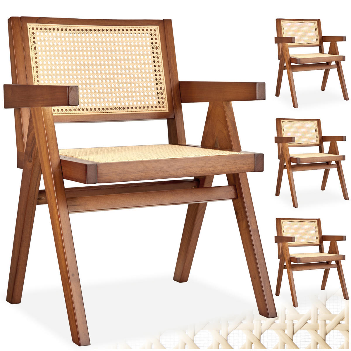 ARMLEHNSTUHL 4er Set Lissy,59 x 56,5 x 82,5 cm, Belastbarkeit 120 kg,Eiche dunkel - Wildeiche, Holz (59.5/82.5/56.5cm) - tectake