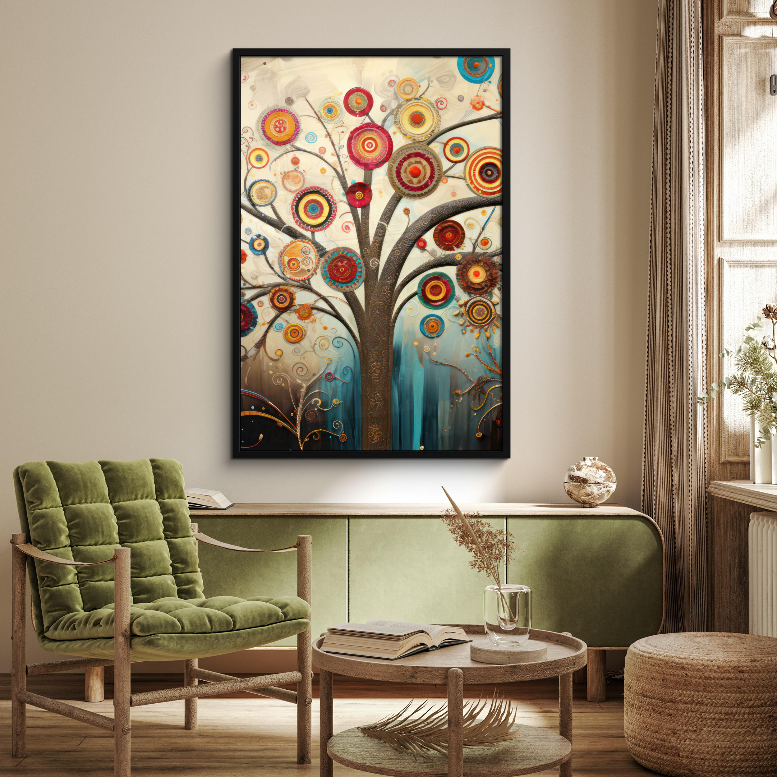 GERAHMTES BILD Baum - Baum des Lebens - Farbe 80x120 cm - Braun, Papier (80/120cm) - MuchoWow