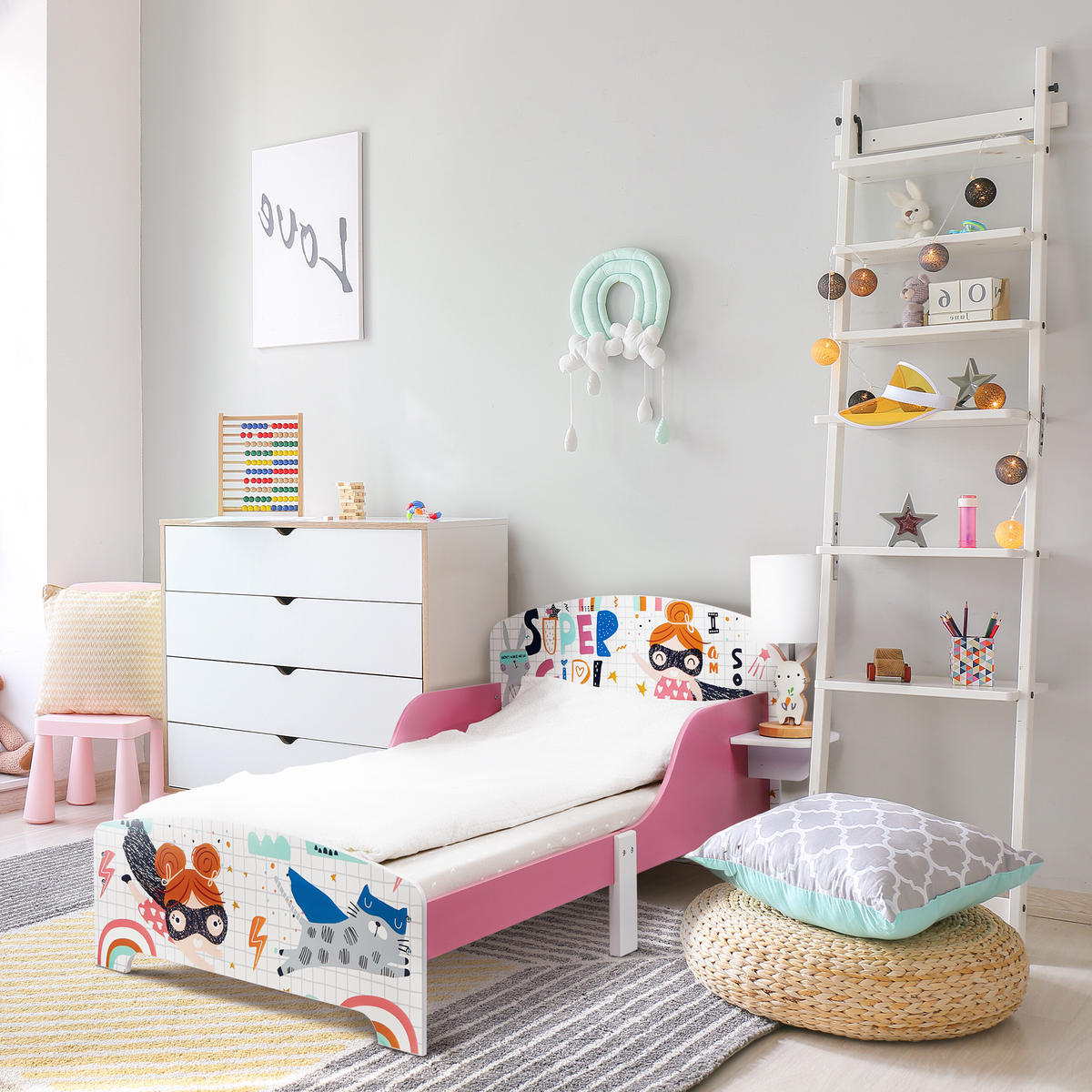 KINDERBETT - Multicolor, Holz/Holzwerkstoff (94/60/143cm) - Relaxdays