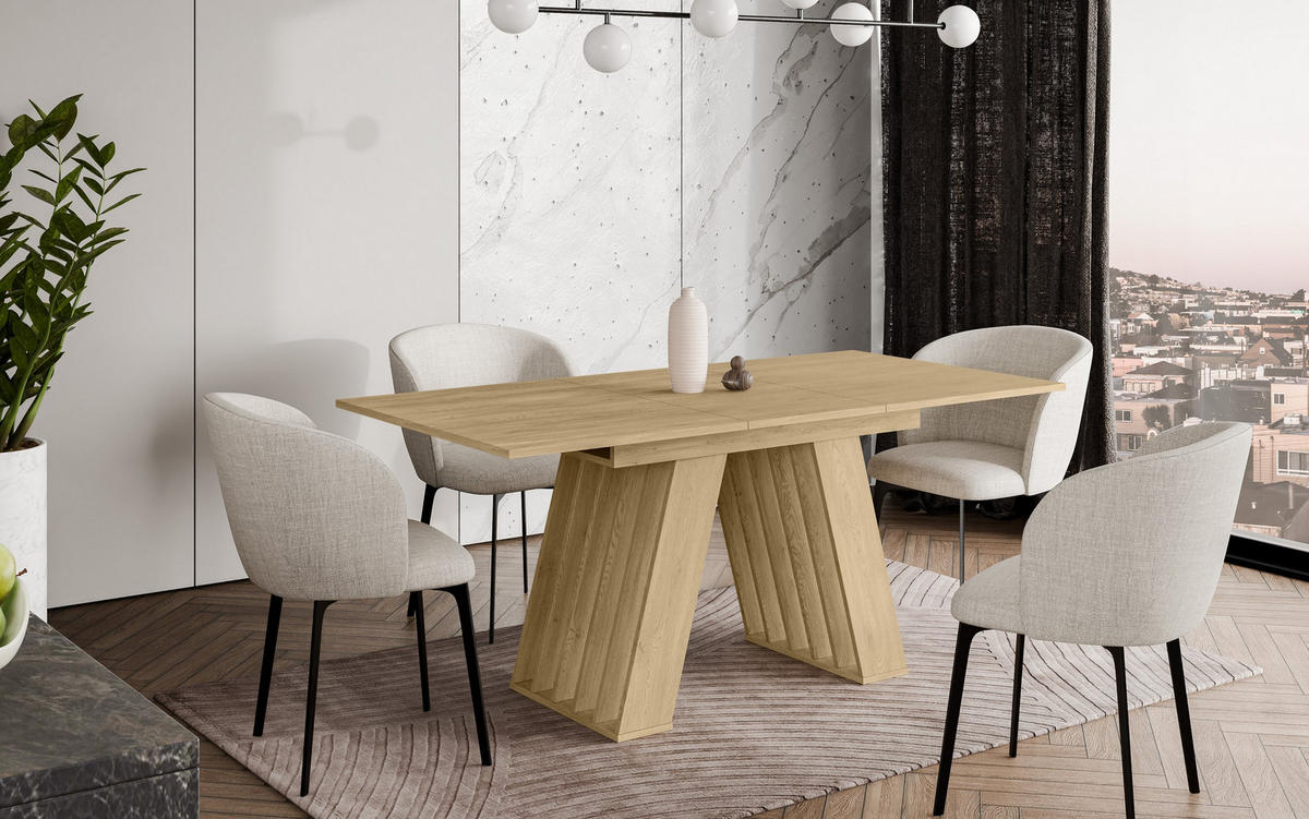 ESSTISCH TORSA Ausziehbar 120 - 160 / 80 x 75 cm - Eichefarben, Holz (120/80/75cm) - MASSENO