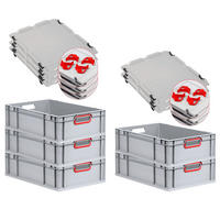 EUROBOX 5x Nextgen Color Mit Auflagedeckel 17x40x60cm Griffe Rot Offen - Rot, Kunststoff (40/17/60cm) - PROREGAL