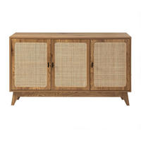SIDEBOARD 3 Türen mit Naturgeflecht-Front B120 cm - ALIA - Eschefarben, Holzwerkstoff (40/72/46cm) - Calicosy