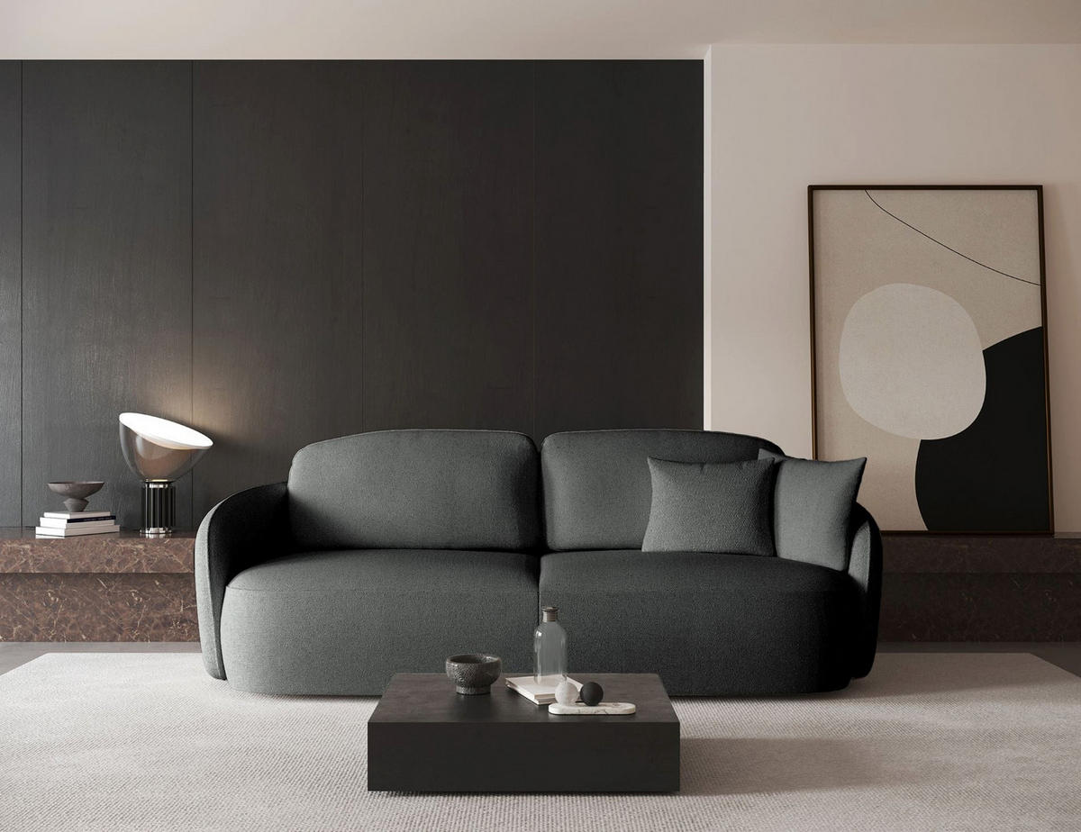3-SITZER-SOFA Savoy Dunkelgrau mit Schlaffunktion - Dunkelgrau/Schwarz, Kunststoff/Textil (254/96/105cm) - Selsey