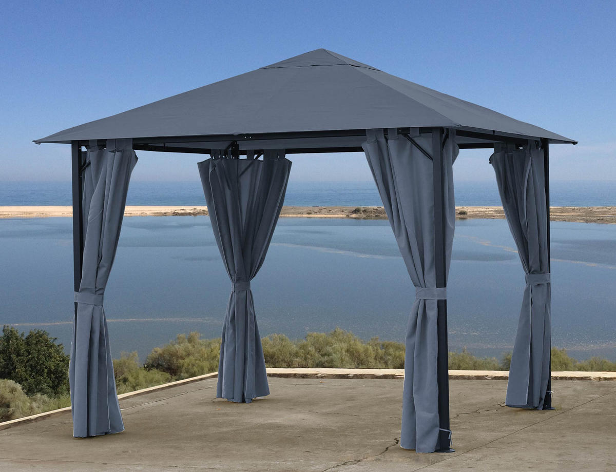 PAVILLON Nizza 3x3m Grau inkl. Seitenwand Set - Grau, Metall (300/263/300cm) - QUICK STAR