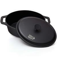 BRÄTER Gusseisen oval, 33x26cm 6,4L Topf Cocotte Gusstopf - Schwarz, Metall (28/14/40cm) - BBQ Nerd