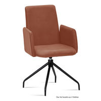 ARMLEHNSTUHL drehbar (4er-Set) Djanna 52x92x60 Schwarz/Cognac - Cognac/Schwarz, Kunststoff (60/92/52cm) - 58aufmkessel