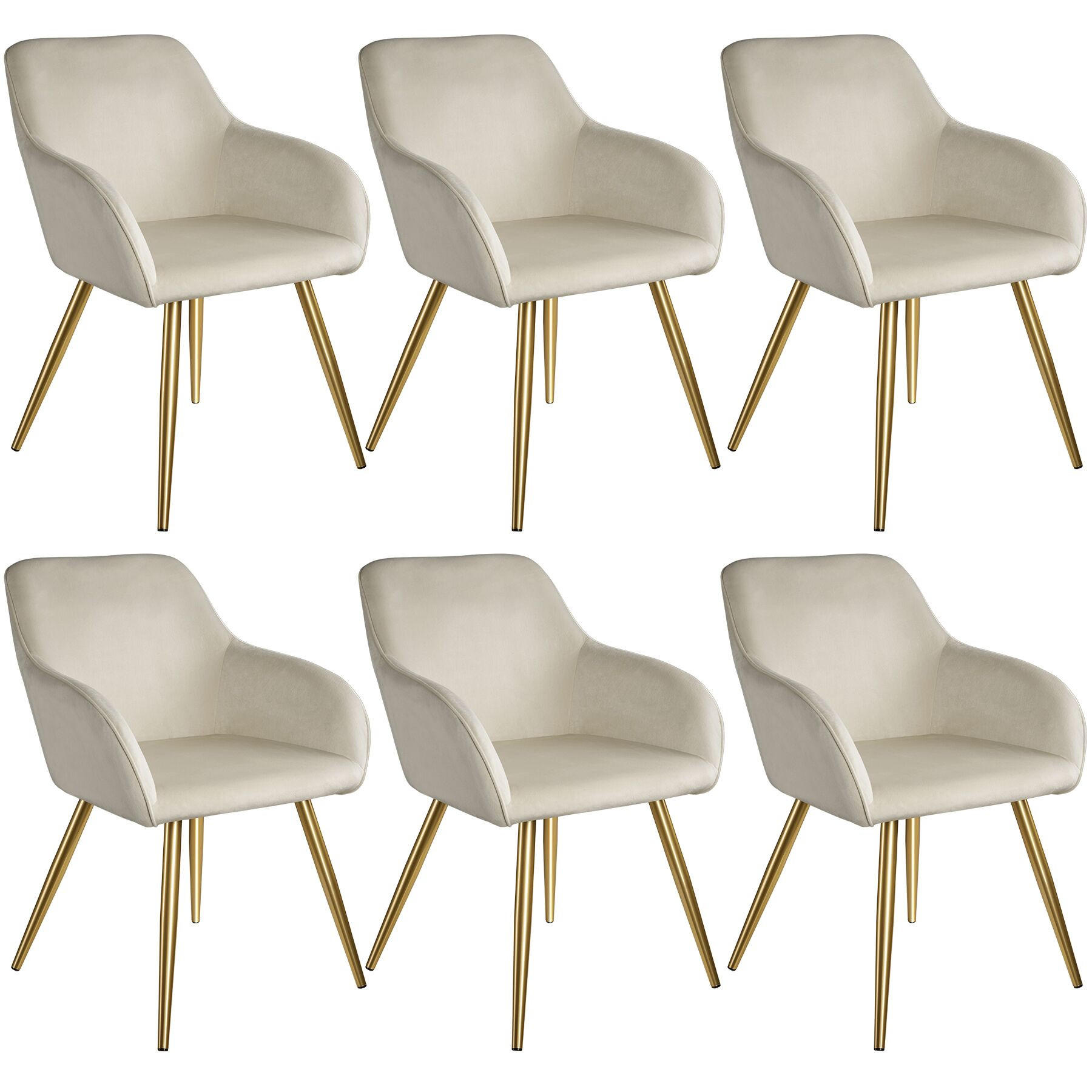 ESSZIMMERSTUHL 6er Set Marilyn 58 x 62 x 82 cm creme/gold - Goldfarben/Creme, Textil (58/82/62cm) - tectake