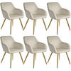 ESSZIMMERSTUHL 6er Set Marilyn 58 x 62 x 82 cm creme/gold - Goldfarben/Creme, Textil (58/82/62cm) - tectake