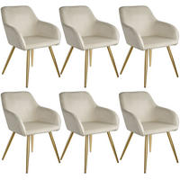 ESSZIMMERSTUHL 6er Set Marilyn 58 x 62 x 82 cm creme/gold - Goldfarben/Creme, Textil (58/82/62cm) - tectake