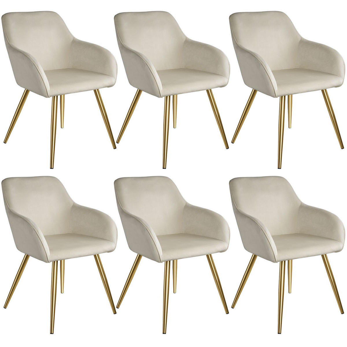 ESSZIMMERSTUHL 6er Set Marilyn 58 x 62 x 82 cm creme/gold - Goldfarben/Creme, Textil (58/82/62cm) - tectake