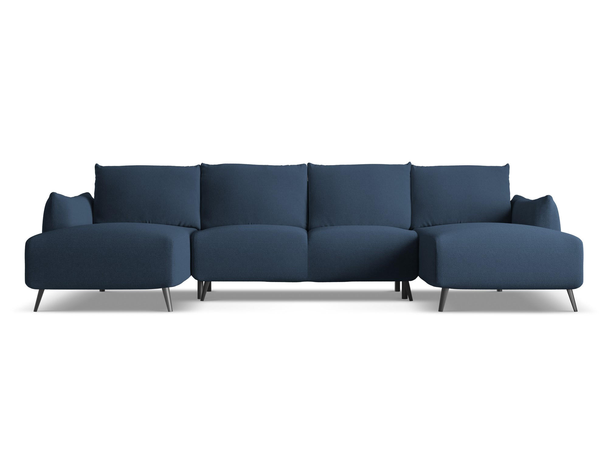 WOHNLANDSCHAFT Chenille Stoff Blau - Blau/Schwarz, Textil/Metall (317/86/162cm) - Makamii