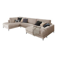 WOHNLANDSCHAFT CARA Taupe Cord - Taupe/Schwarz, Textil (341/84/223cm) - KAWOLA