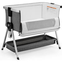 BABYBETT 2 in 1 Beistellbett+Reisebett klappbar Grau - Grau, Metall - COSTWAY