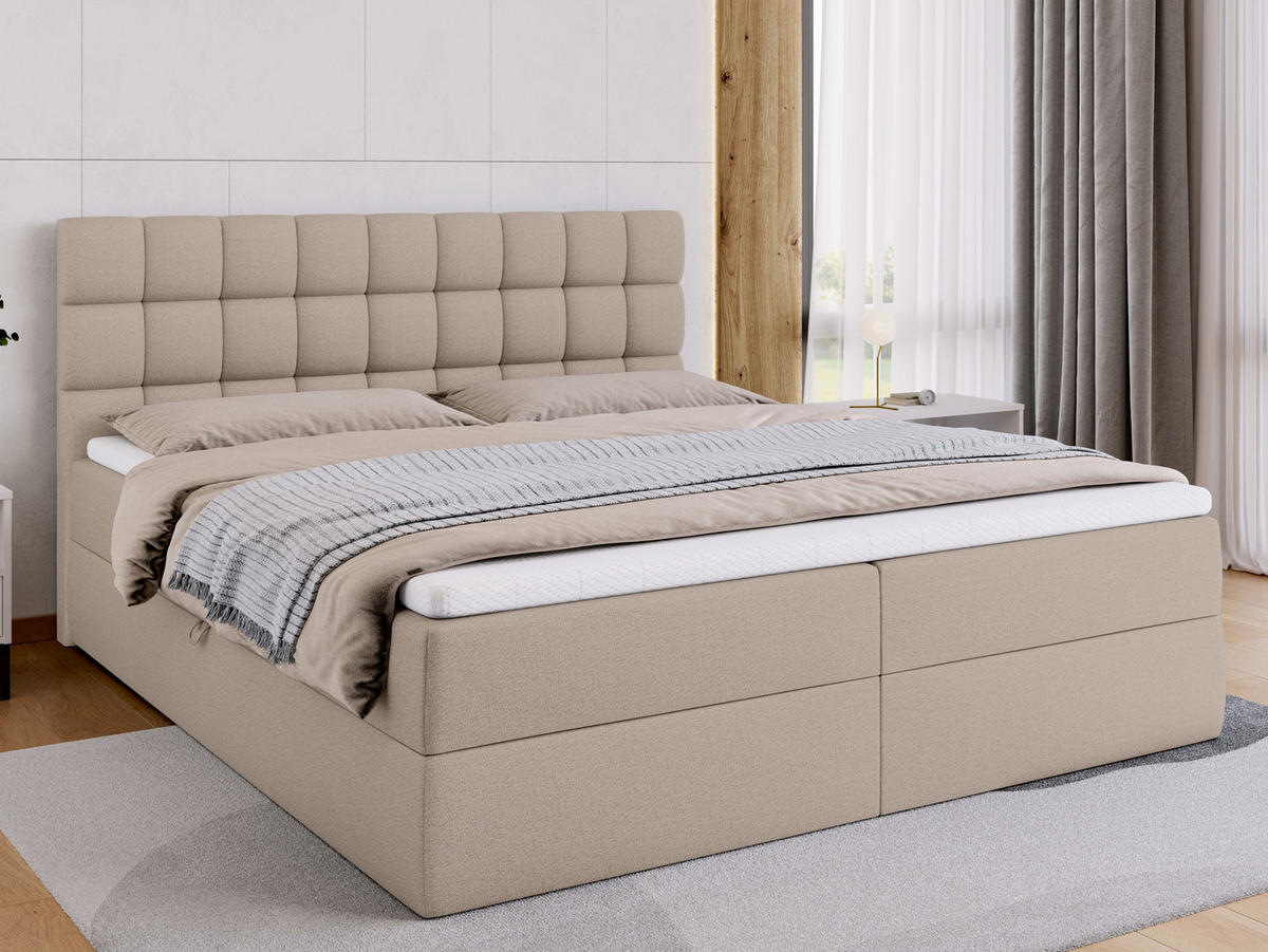 BOXBETT Dakota mit Topper 180/200 Beige - Beige, Textil (180/200cm) - Bromarkt