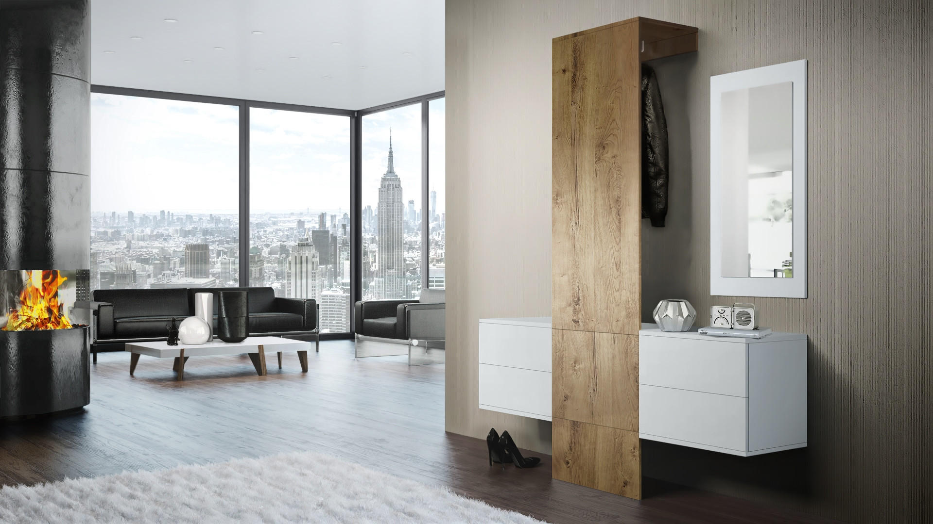 GARDEROBE Carlton Paneel in Eiche Ribbeck - Alteiche, Holzwerkstoff (157/193/35cm) - Vladon