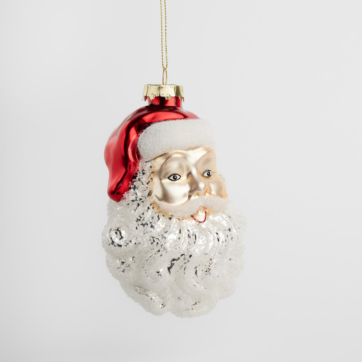WEIHNACHTSKUGEL Glas SANTA, 8x14 cm, Weihnachtsmann, Christbaumkugeln, Weihnachtsdeko Xmas, Christmas Deko - Weiß, Glas (8/7/14cm) - home&you