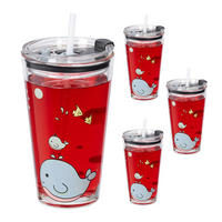 GLAS Transparent turkos rosa 4-pack valmotiv - Transparent, Glas/Plast (1.8L) - Relaxdays