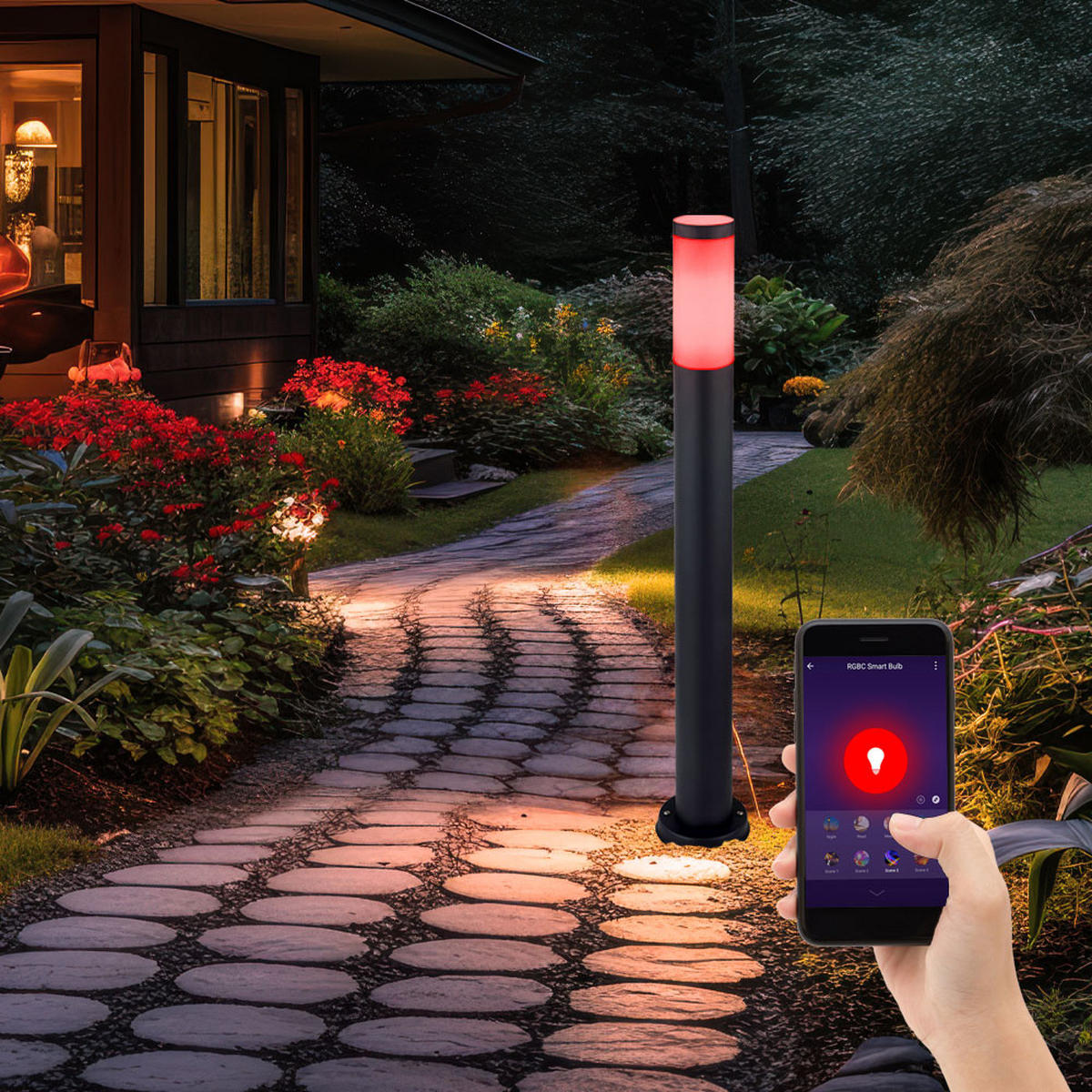 LED STEHLEUCHTE Edelstahl Anthrazit - Anthrazit, Kunststoff (12.7/12.7/80cm)