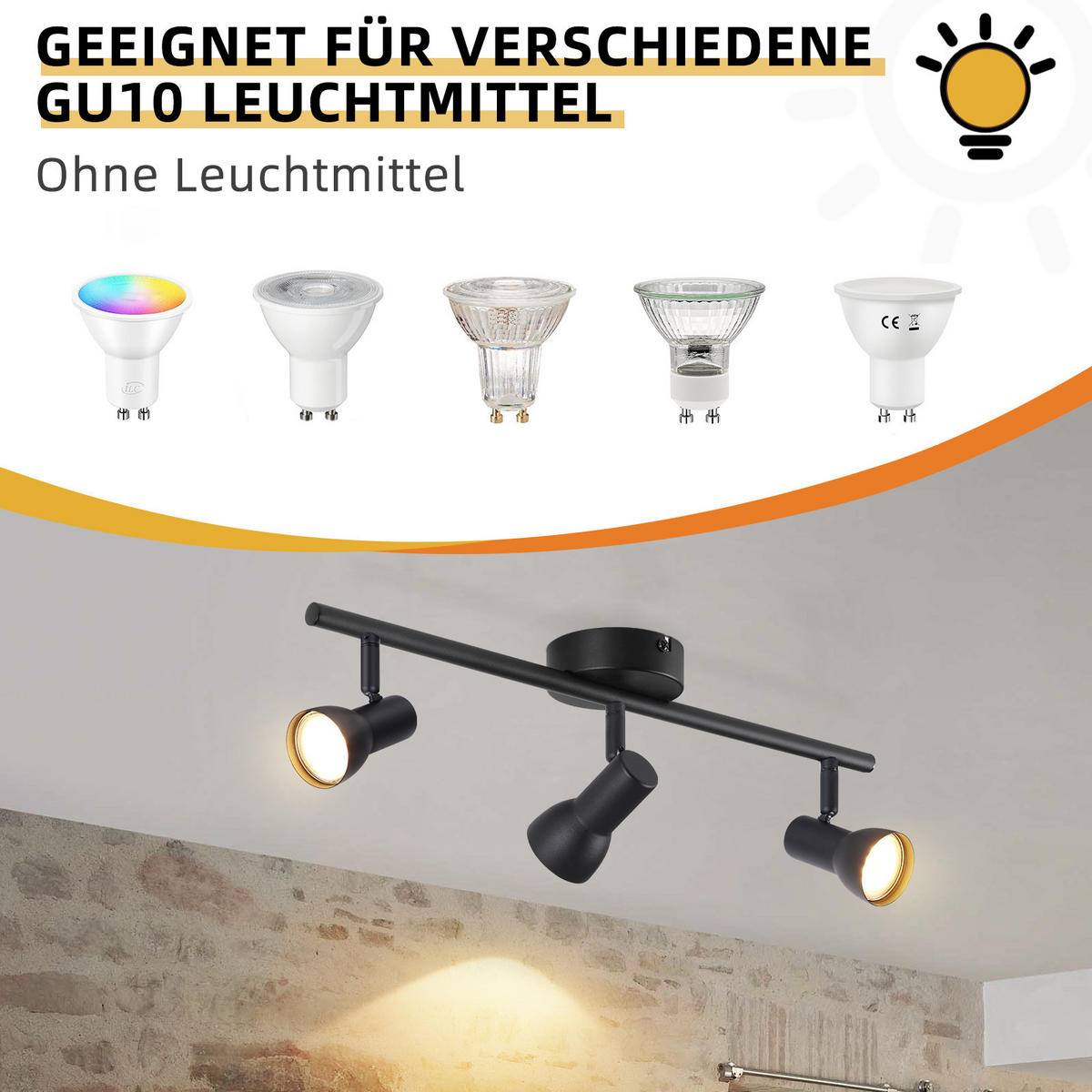 STRAHLER 3 Flammig-GU10 8*15.5*42.5 - Schwarz, Metall (42.5/8/15.5cm) - ZMH