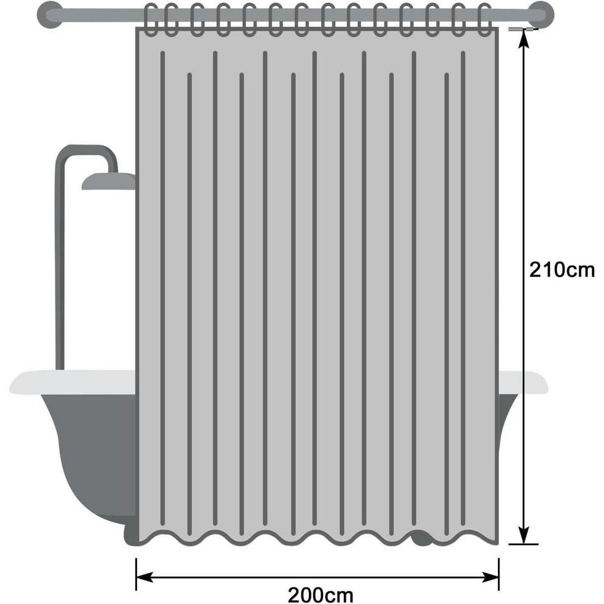 DUSCHVORHANG Weiß 200 x 210 cm Textil Polyester Wasserdicht Antischimmel - Weiß, Textil (200/210cm)
