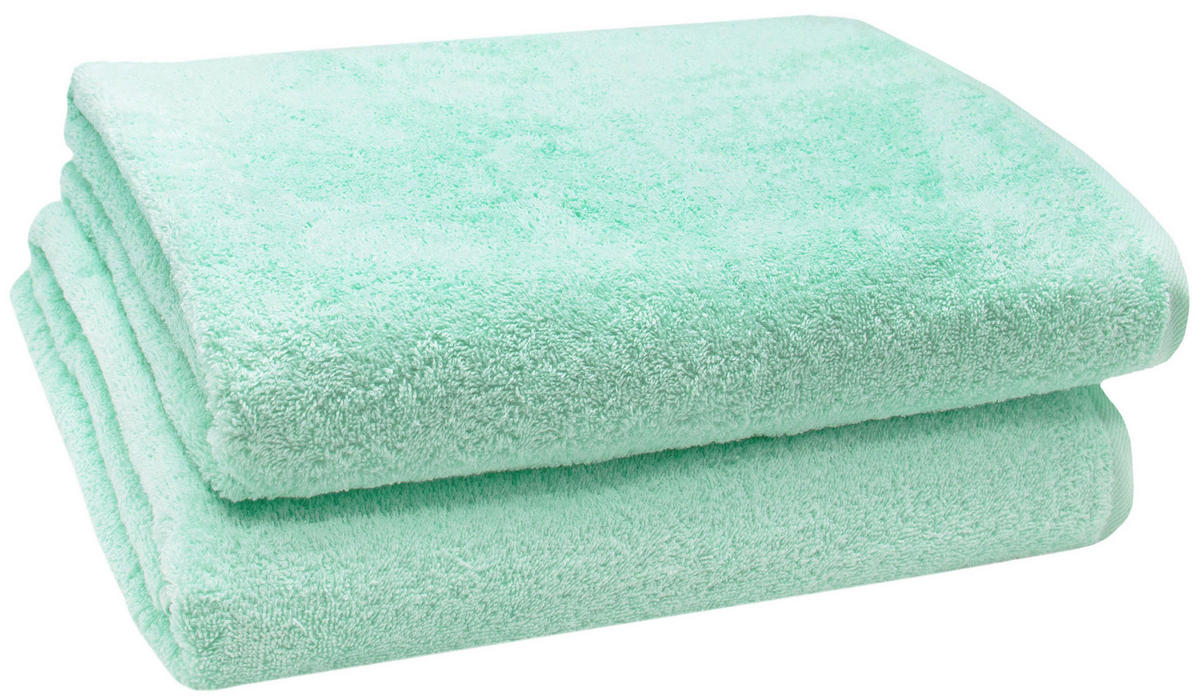 BADETUCH, 2er-Set, 100x150 cm, 100% Baumwolle, Blau - Grün, Textil (100/150cm) - Zollner