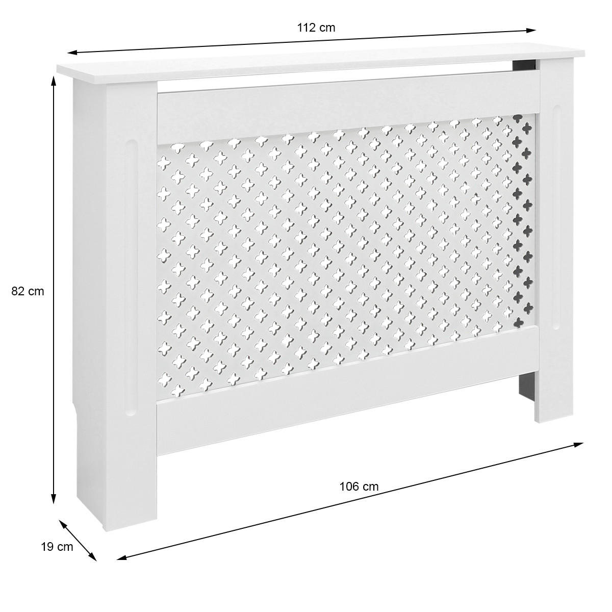 OBLOŽENÍ RADIÁTORU s voštinovým vzorem 112 x 19 x 82 cm, bílé - bílá, kompozitní dřevo (19/112/82cm) - ECD-Germany