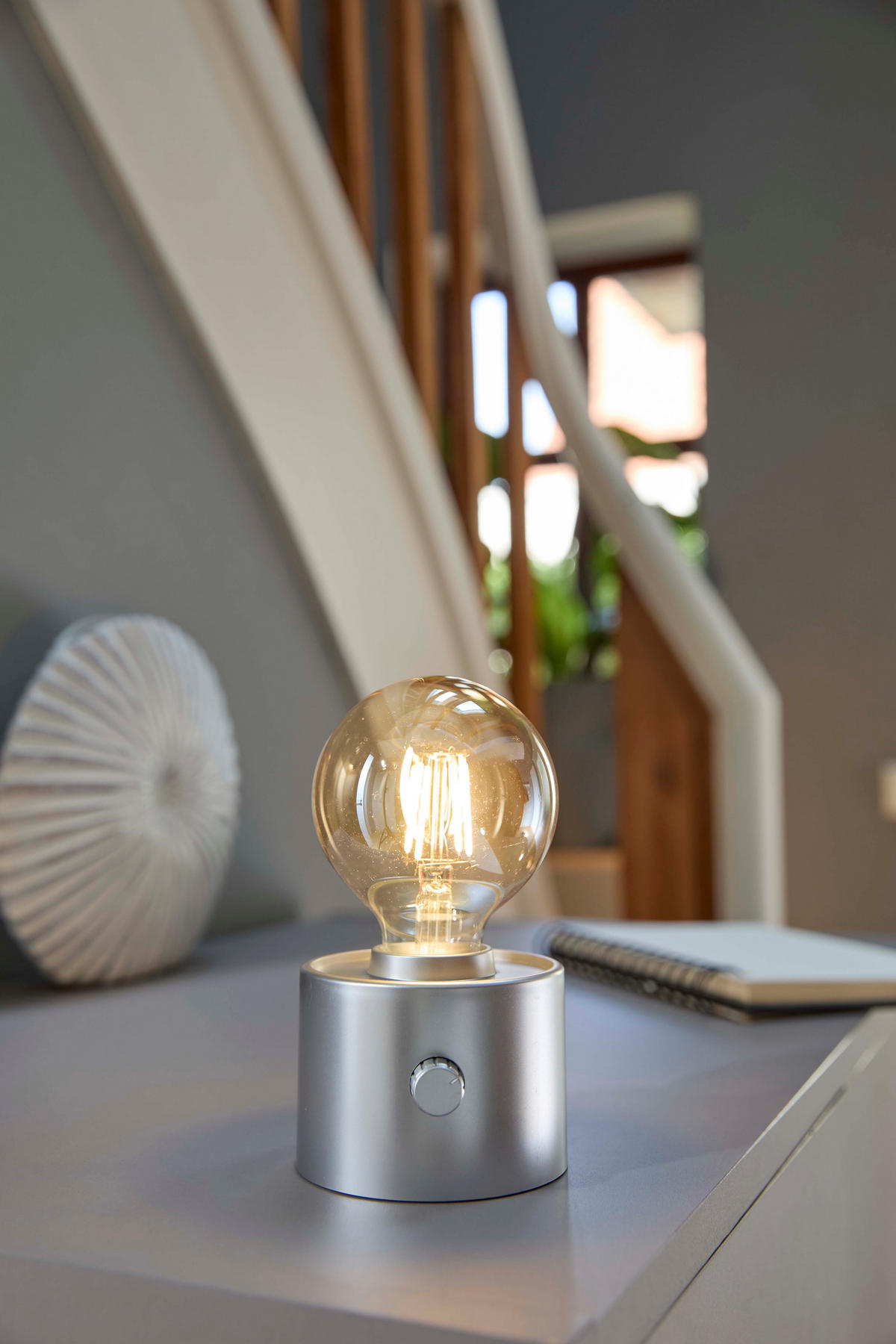 LED-TISCHLAMPE Vintage Edison dimmbar 10x9x16cm Silber matt - Silberfarben, Kunststoff (10/8.7/16cm) - Northpoint