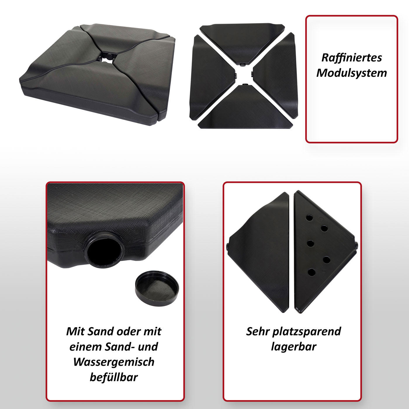SCHIRMSTÄNDER Schwarz - Schwarz, Kunststoff (76/77cm) - MCW