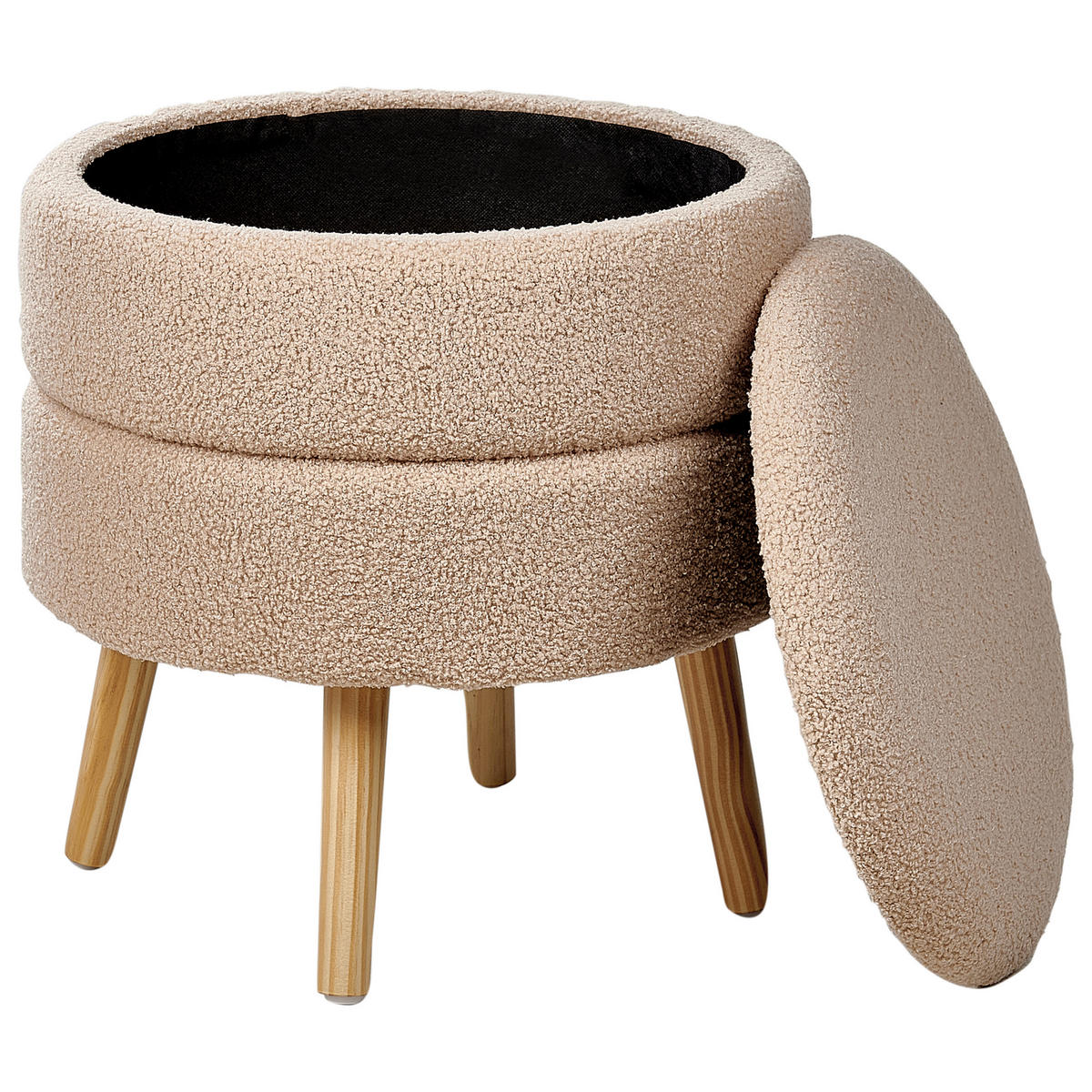 HOCKER Beige Okaton - Beige/Braun, Textil (44/48/44cm) - Beliani