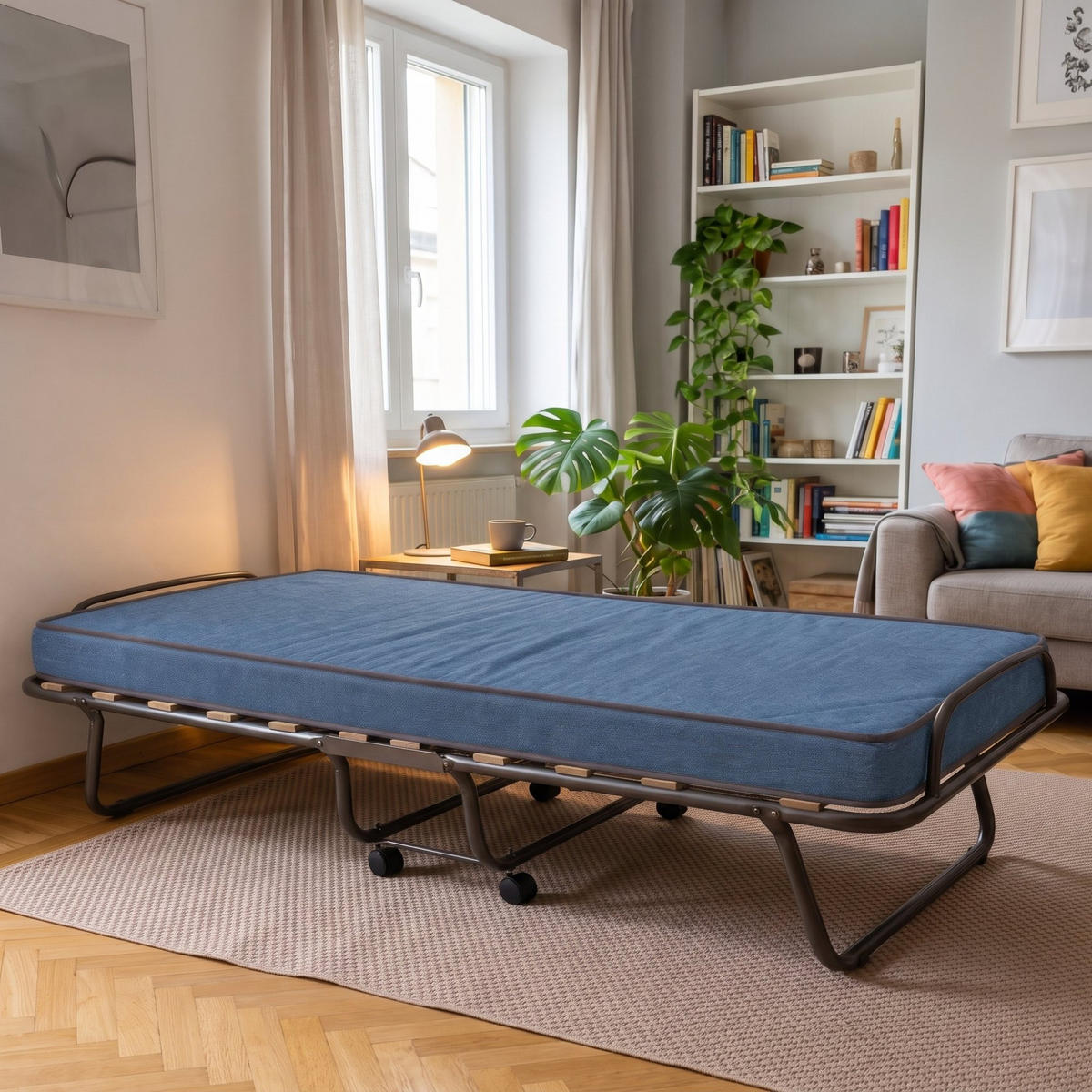 KLAPPBETT mit Matratze 80x190 - Blau, Metall (80/190cm) - Talamo Italia