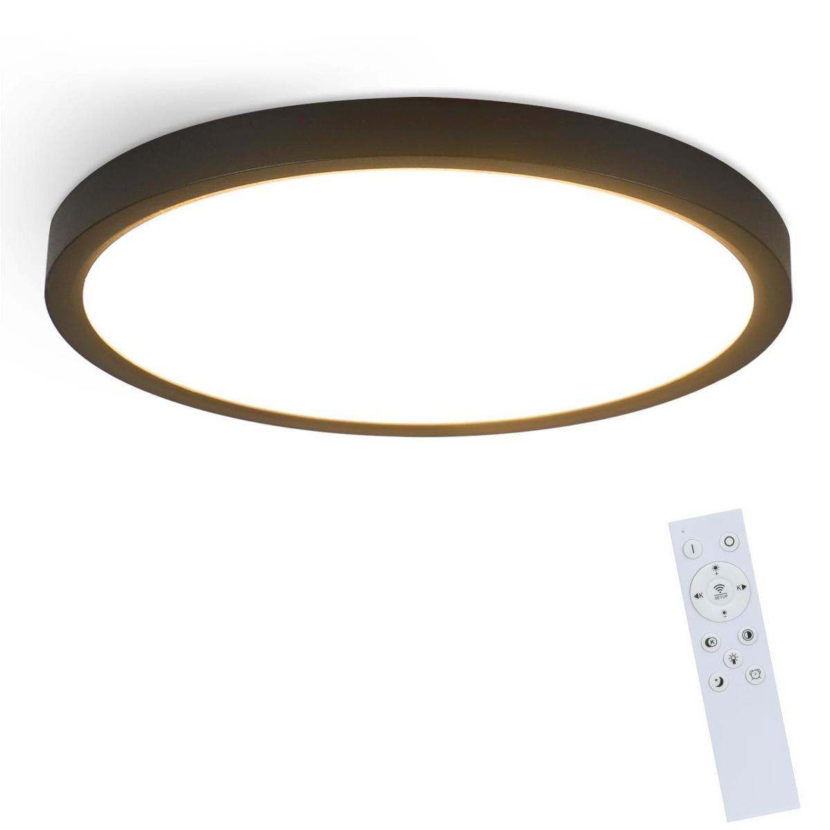 LED-DECKENLEUCHTE Eichhainbach 28.0/2.5/28.0 cm - Schwarz, Metall (28/28/2.5cm) - ZMH