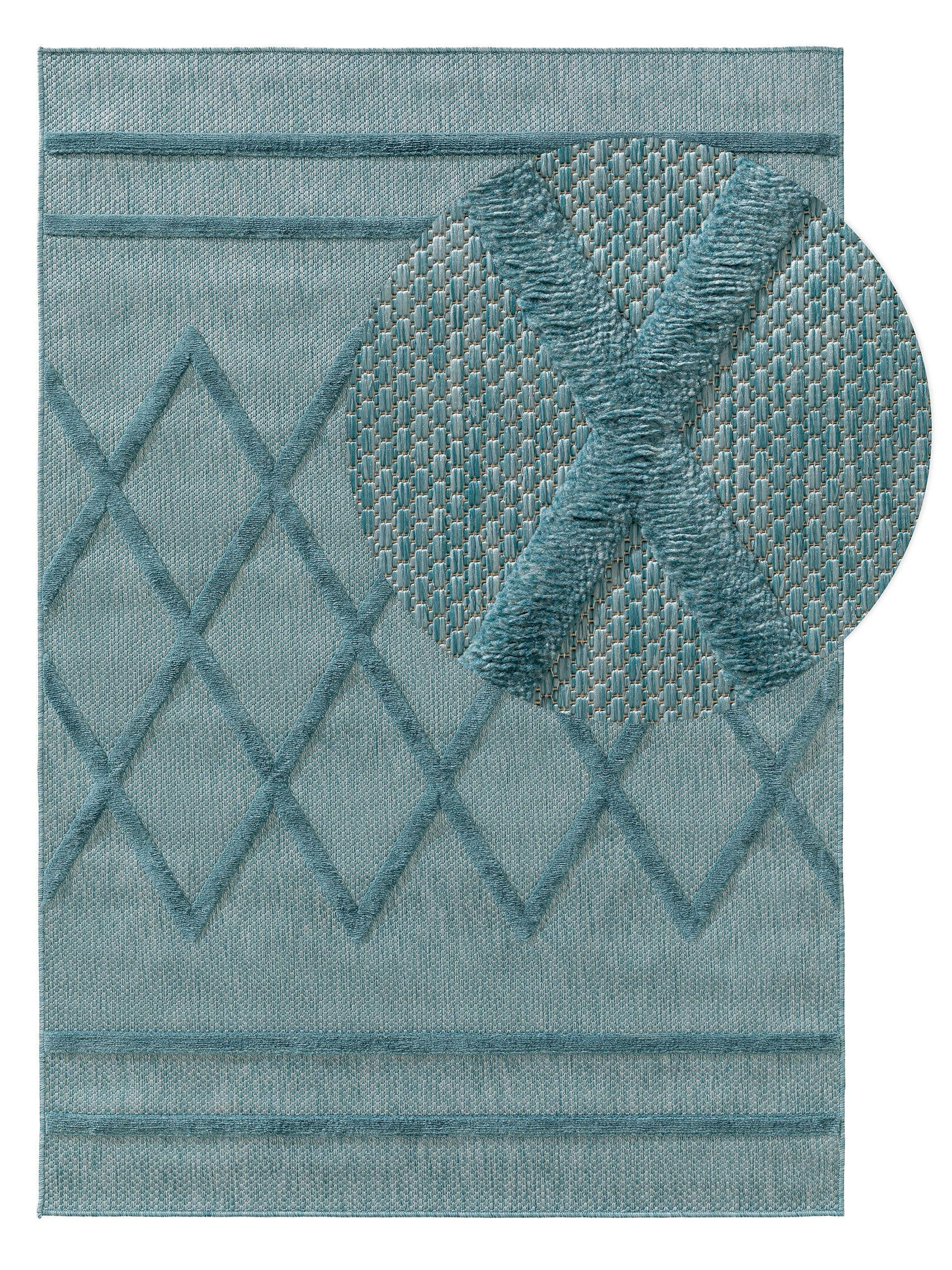 OUTDOORTEPPICH Bonte Türkis 80x150 cm - Türkis, Textil (80/150cm) - benuta Nest