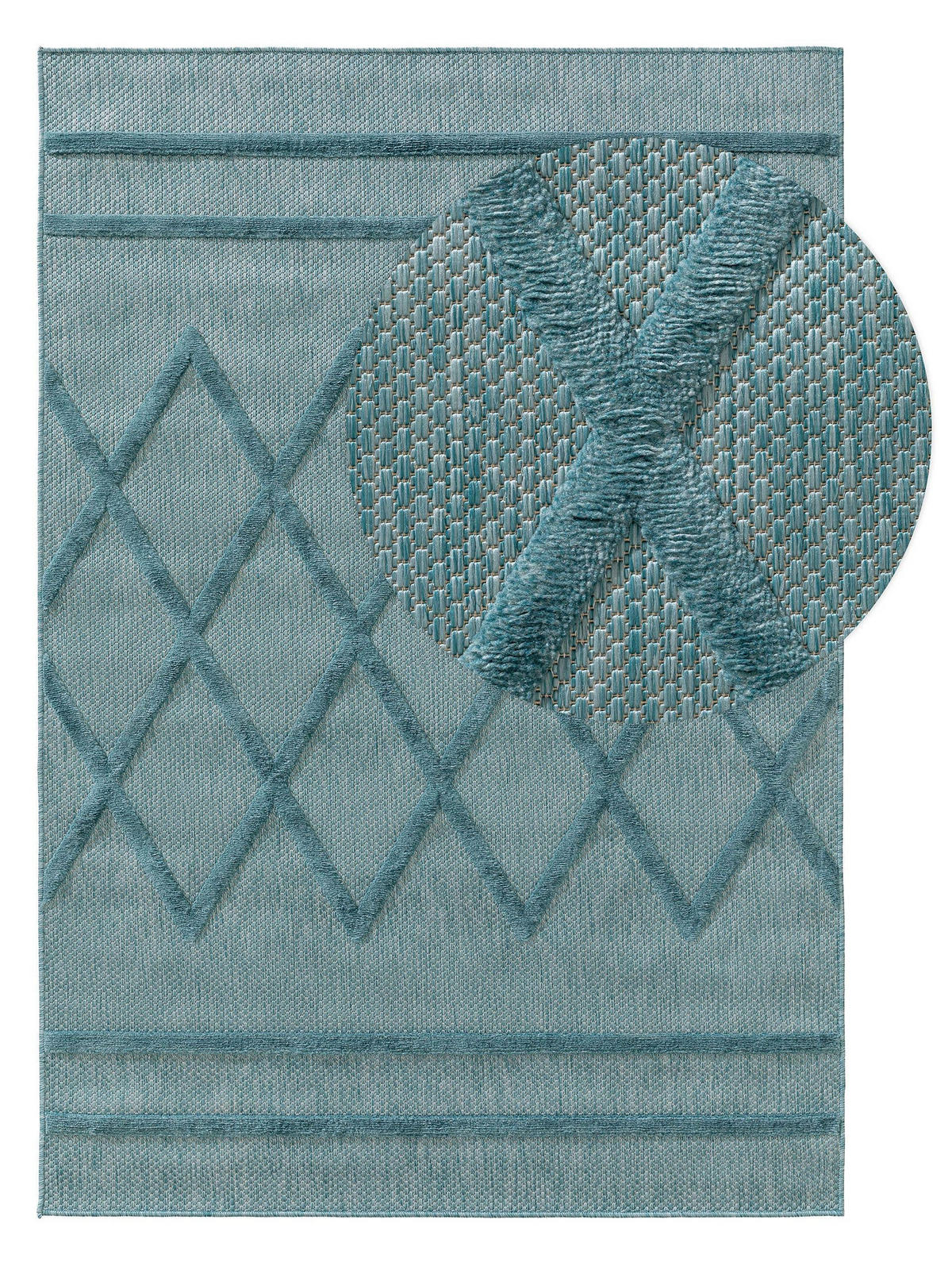 OUTDOORTEPPICH Bonte Türkis 240x340 cm - Türkis, Textil (240/340cm) - benuta Nest