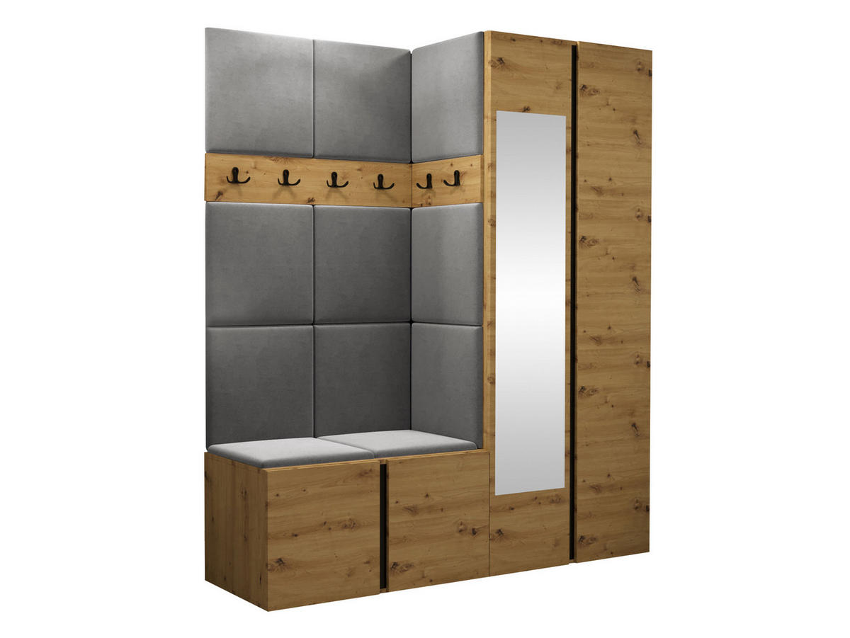 GARDEROBEN-SET Orion XII - Eiche Artisan/Grau, Holzwerkstoff/Kunststoff (158/186/46cm) - MIRJAN24