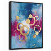 LEINWAND Bilder mit Rahmen - Kreise - Gold - Abstrakt - 30x40 - Blau, Textil (30/40cm) - MuchoWow