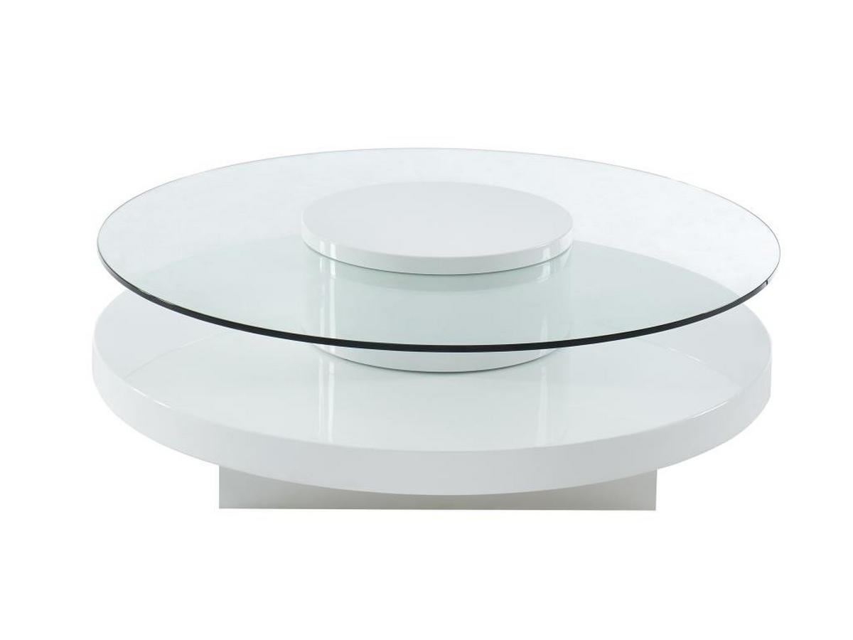 COUCHTISCH - Glas Hochglanz - Weiß - RYHALI - Transparent, Holz (100/100/33cm) - Vente-Unique