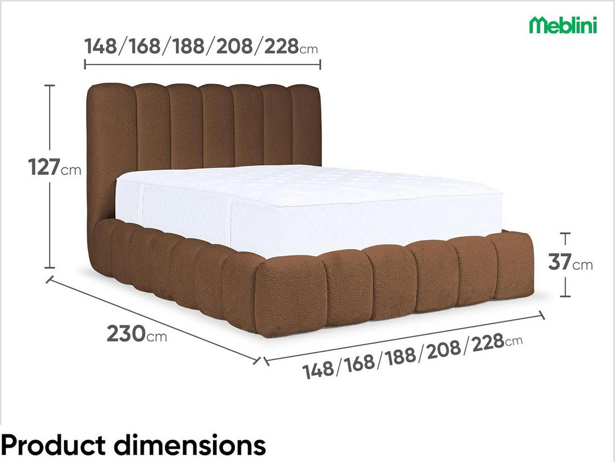 POLSTERBETT Carlos - Braun, Textil (120/200cm) - Meblini