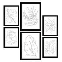 POSTER Set Mit 6 Fairer Fiore In Blume Zusammenfassung Ästhetische Dekorative Gemälde Für Ihr Wohnzimmer Schlafzimmer Zuhause A3 & A4 Schwarzer Rahmen - Schwarz, Papier (29/3cm) - Nacnic
