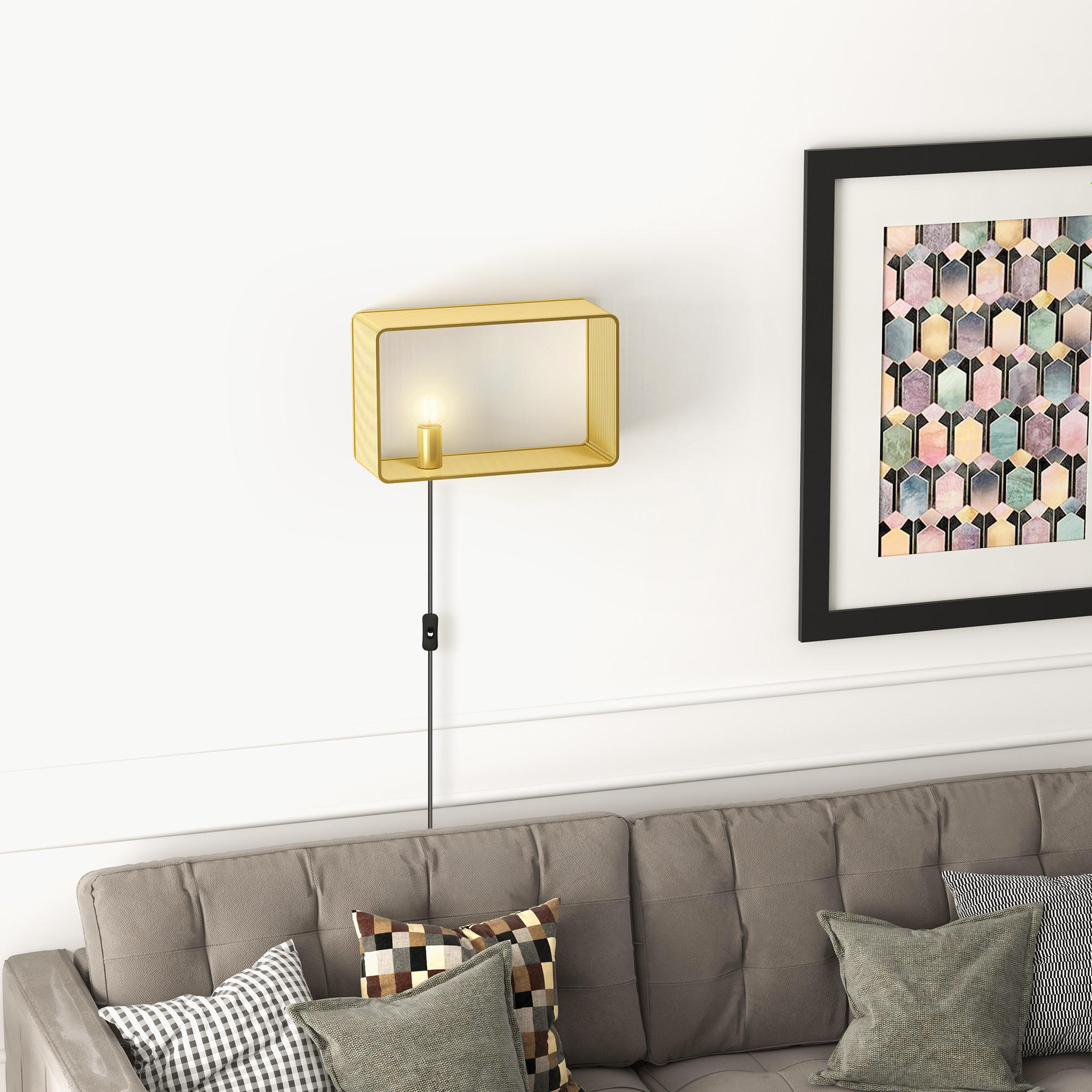 WANDLEUCHTE, 40 W Wandlampe, Gold - Goldfarben, Metall (15.4/25.2/40.5cm) - HOMCOM