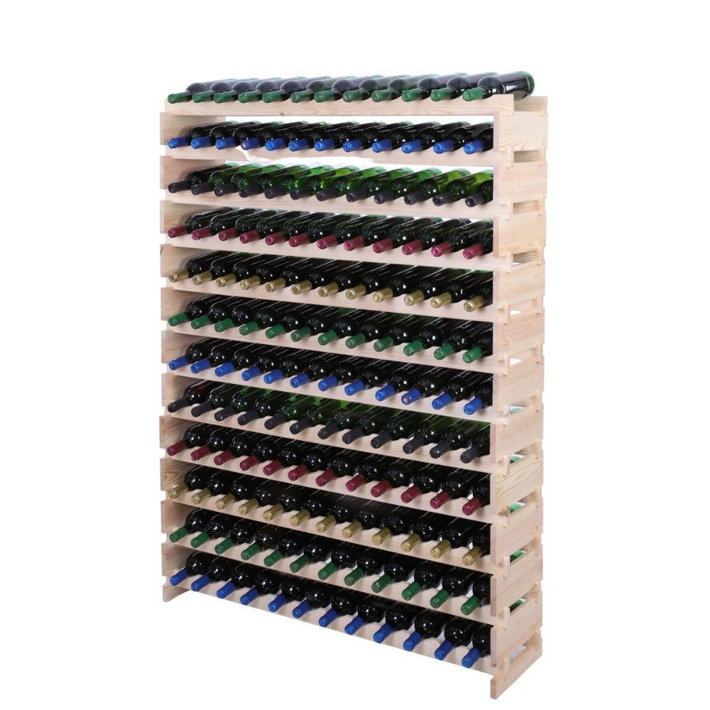 WEINREGAL VINOTECA FLEX PRO HxBxT 163x123x28cm 144 Flaschen auf 12 Ebenen Natur unbehandelt - Naturfarben, Holz (123/163/28cm) - PROREGAL