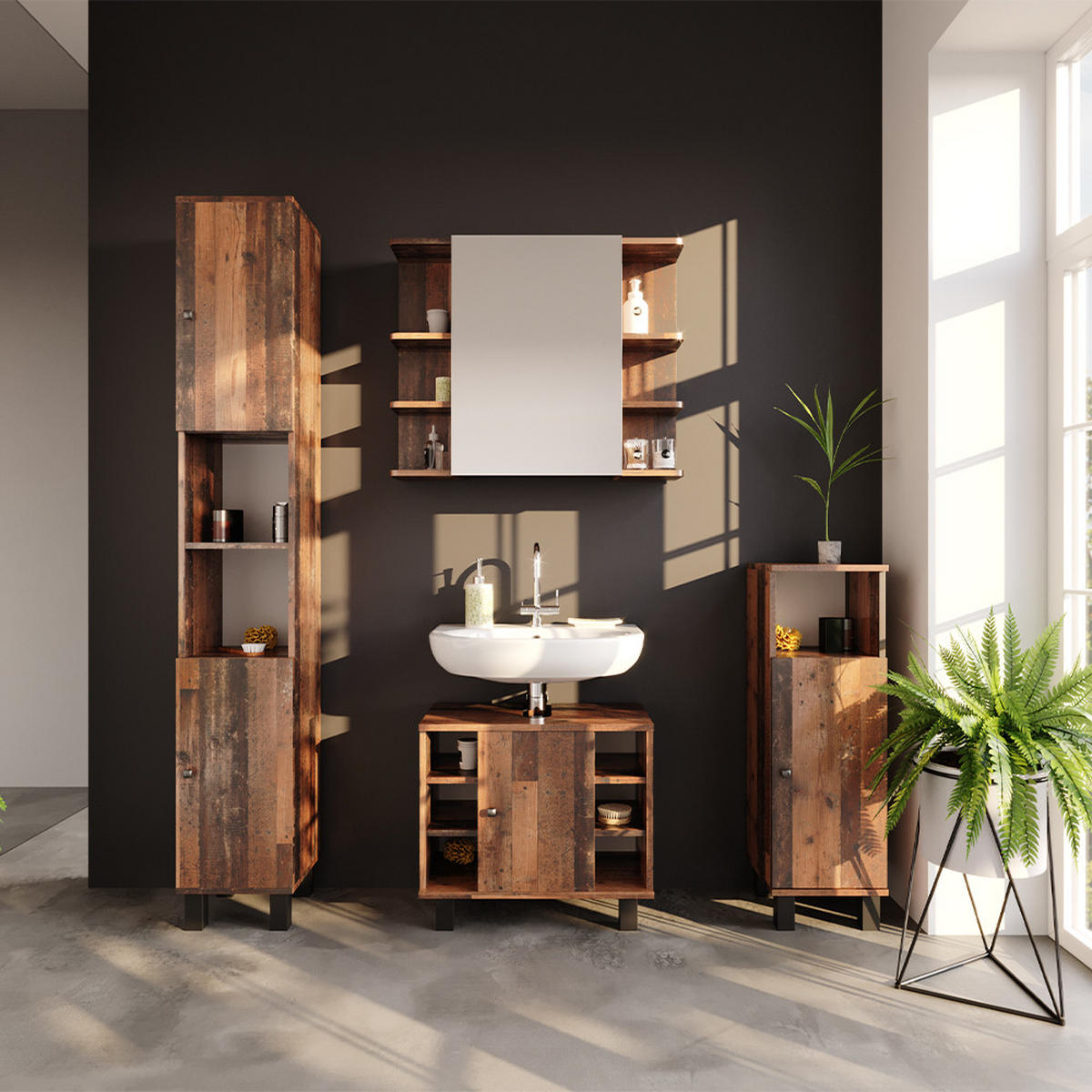 MIDISCHRANK Fynn Eiche rustikal 30 x 95 cm - Wildeiche, Holzwerkstoff (30/95/30cm) - Vicco