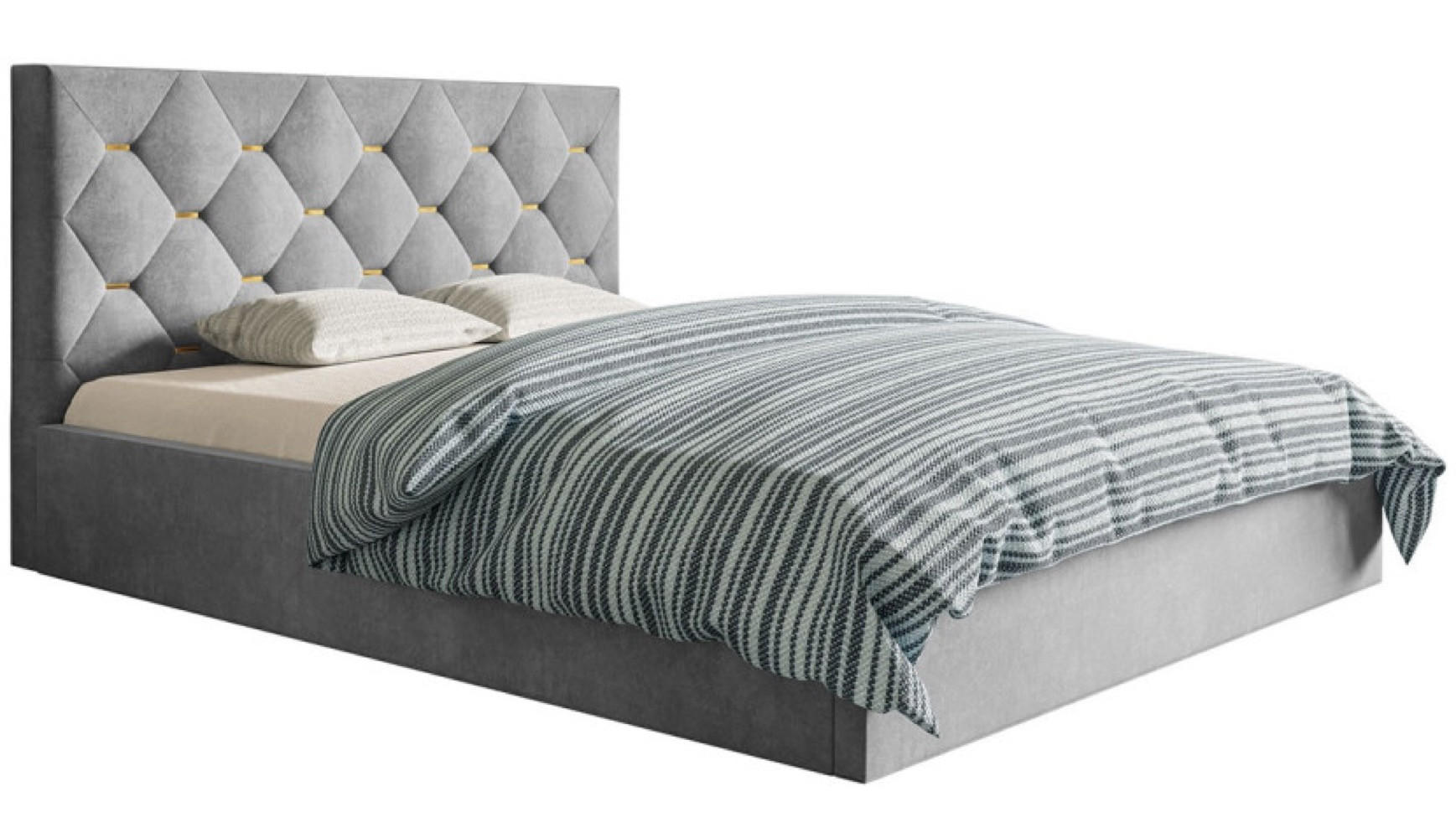 BETT Grau SIM 4 Gepolstert 160x200 cm - Goldfarben/Schwarz, Kunststoff/Textil (160/200cm) - Sepro Meble